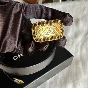 CHANEL | Accessories | Stunning Cc Black Belt With Gold  display picture 1
